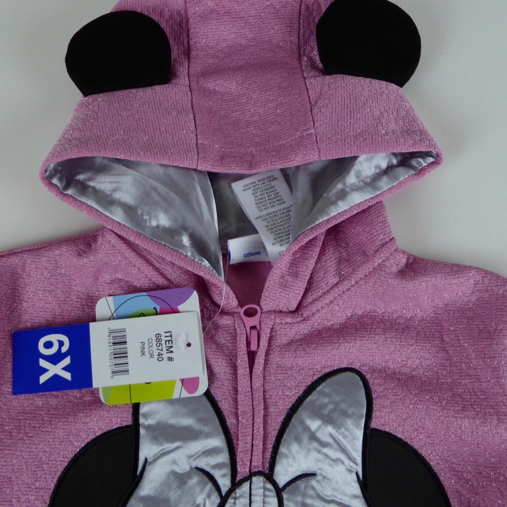 Disney Minnie Mouse Sparkly Hoodie w/ Ears Glitter - Picture 3 of 6